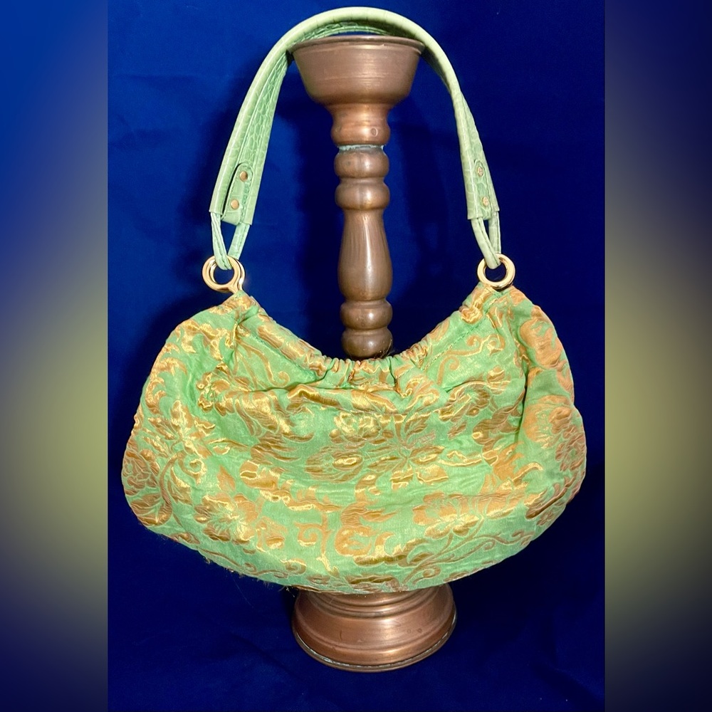Kate Spade NY Floral Green & Gold Tapestry Jacquard Purse